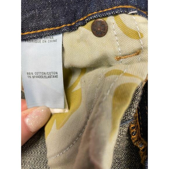 Lucky Brand Abbey Bermuda dark wash jean shorts cuffed raw hem women's 2/26 - Picture 5 of 8